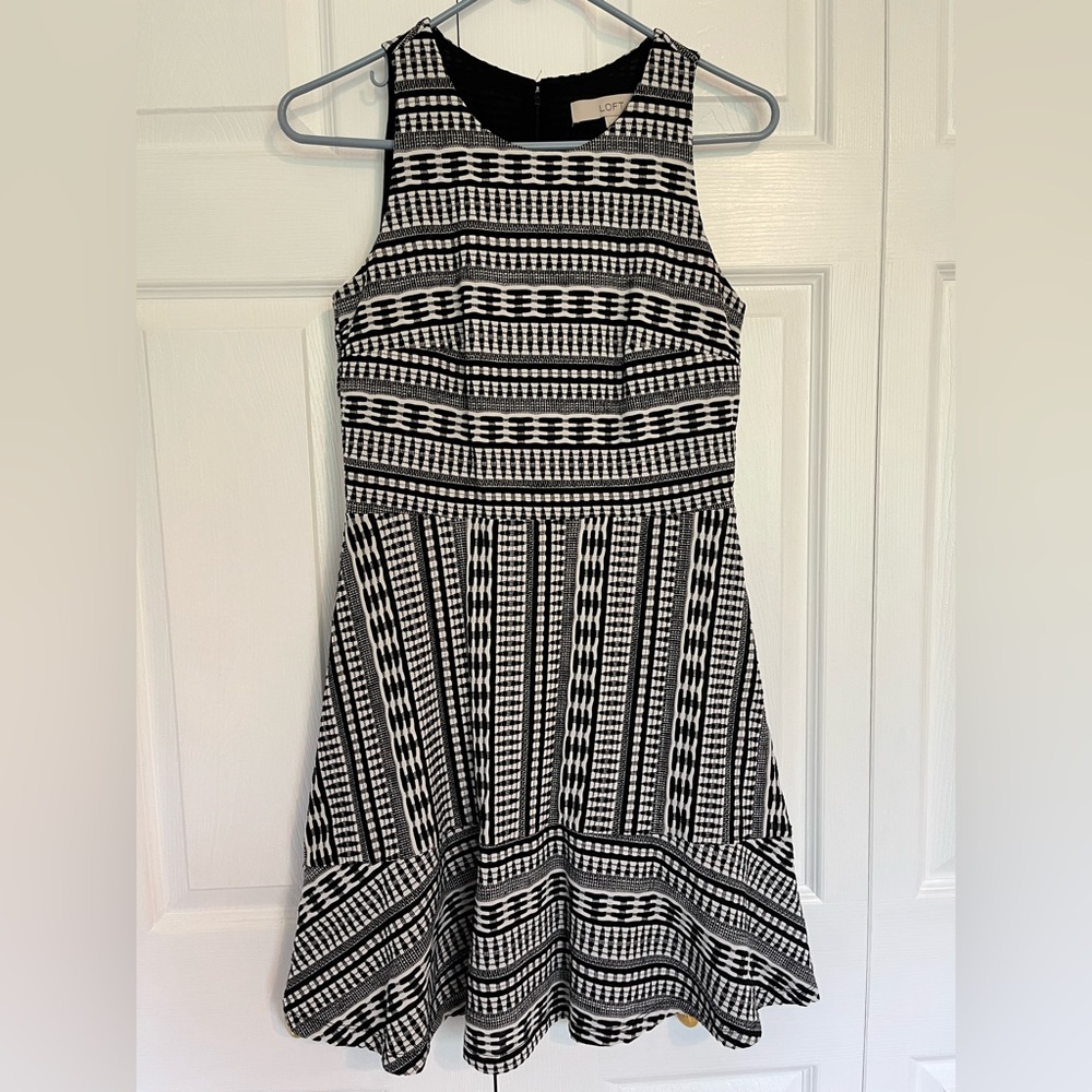 LOFT Black and White Patterned Dress